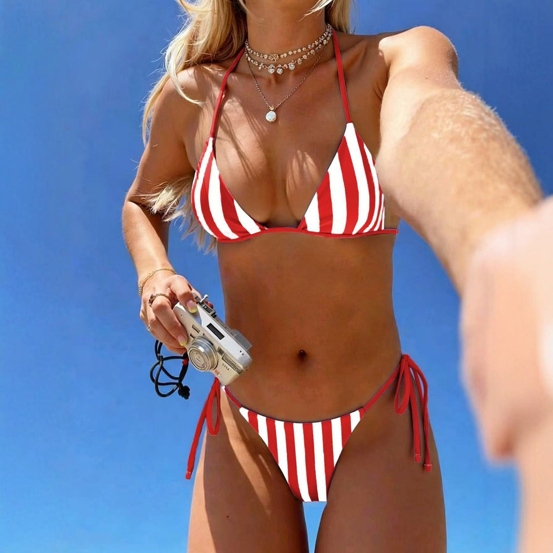 Damen Triangel-Bikini mit modischem Streifenmuster Echo Archiv