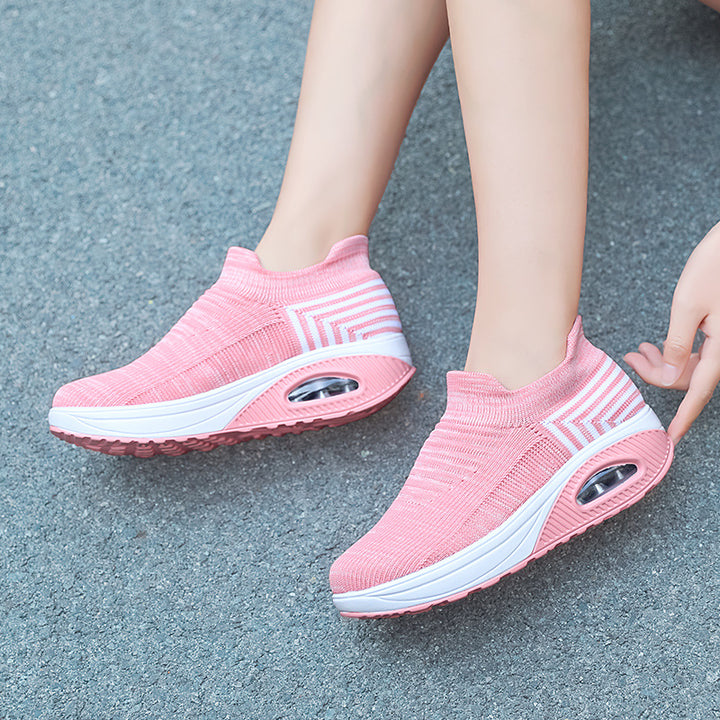 Damen nan gestrickter Schlupf-Walking-Sneaker mit anatomischer Pronationsstütze, Luftpolster-Zwischensohle und sockenähnlichem Schaft Echo Archiv