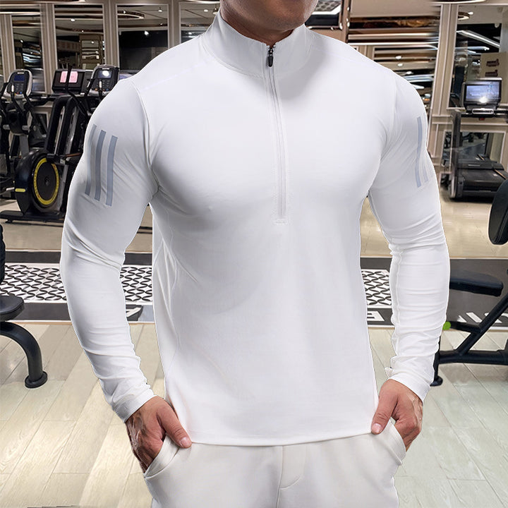 Herren Atmungsaktives Fitness-Oberteil mit kurzem Reißverschluss Echoarchiv