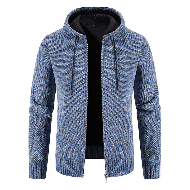 Herren Strickjacke mit Kapuze und strukturiertem Design Echoarchiv