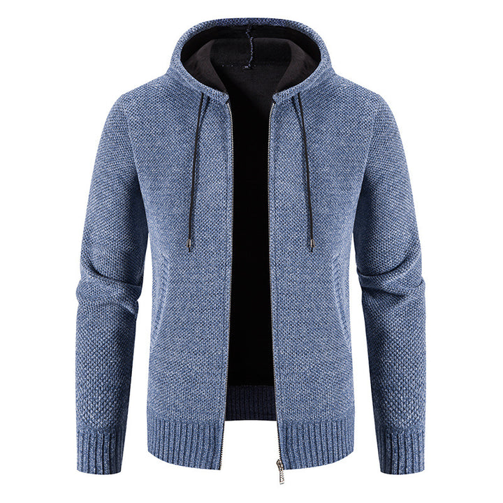 Herren Strickjacke mit Kapuze und strukturiertem Design Echoarchiv
