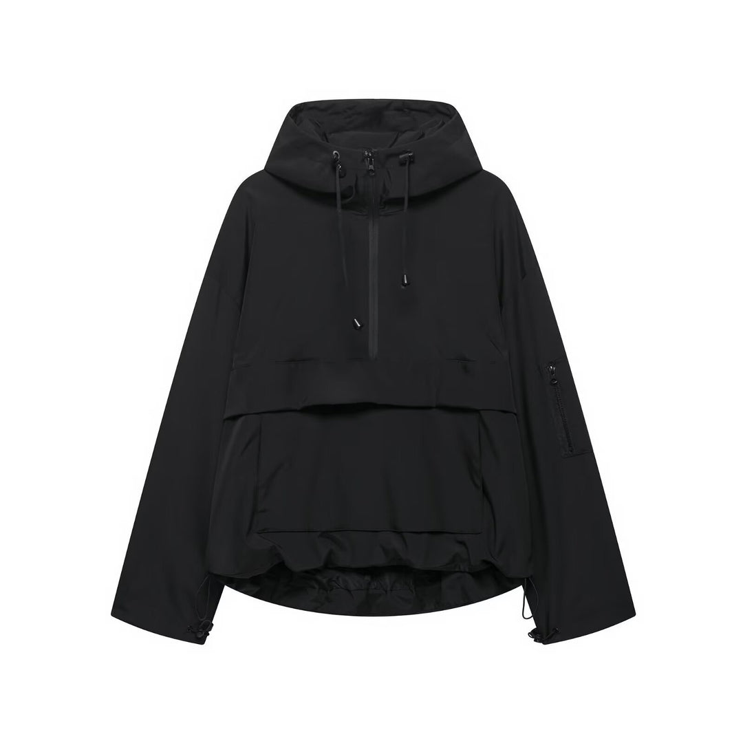 Unisex nan technischer Windbreaker Anorak mit halbhohem Reißverschluss Kapuze und Kängurutasche Echo Archiv