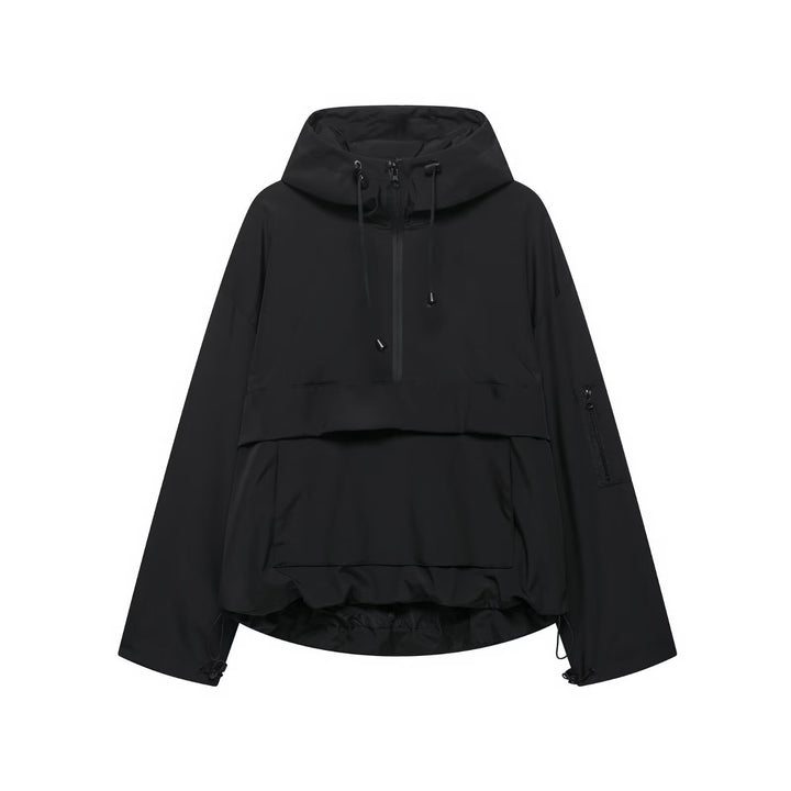 Unisex nan technischer Windbreaker Anorak mit halbhohem Reißverschluss Kapuze und Kängurutasche Echo Archiv
