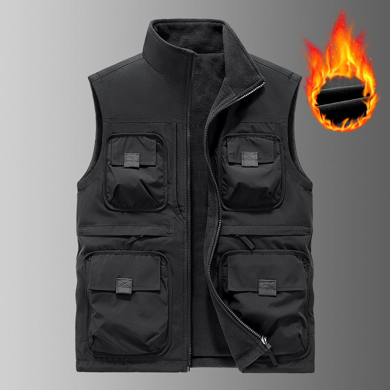 Herren Multifunktionale Thermo-Outdoorweste mit Fleece-Innenfutter und Mehrfachtaschen – Marzano