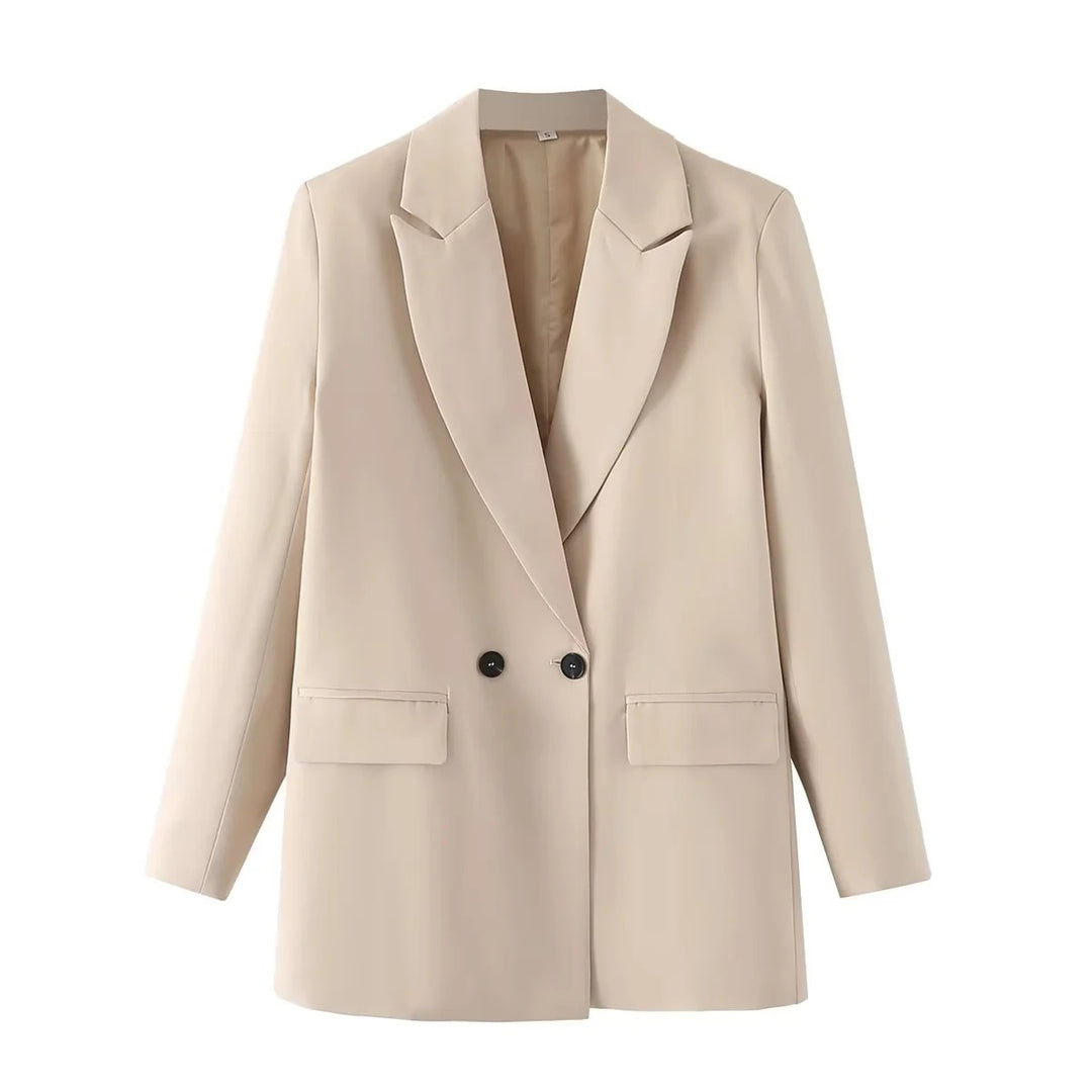 Damen Oversize Doppelreihiger Blazer mit fallendem Revers und weicher Innenfütterung – Valéne