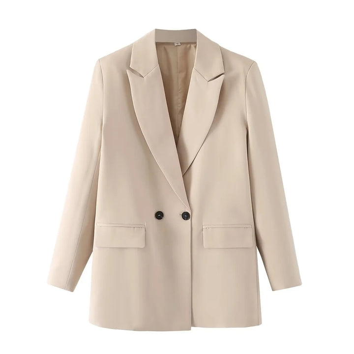 Damen Oversize Doppelreihiger Blazer mit fallendem Revers und weicher Innenfütterung – Valéne