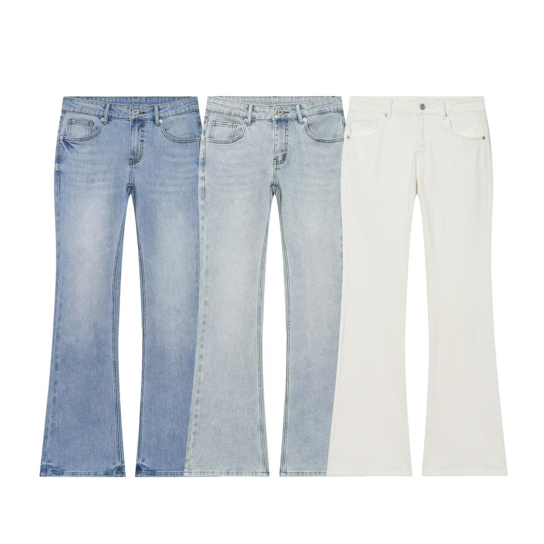 Damen Hochgeschnittene Schlaghose-Jeans mit dezenter Used-Waschung und Fünf-Taschen-Design Echo Archiv