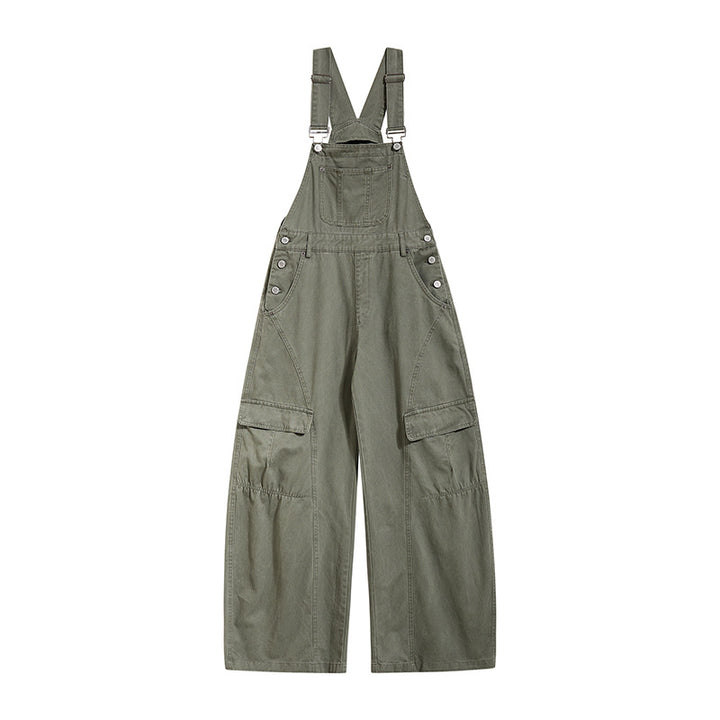 Damen weite Cargo-Latzhose mit verstellbaren Trägern und Multi-Taschen Echoarchiv