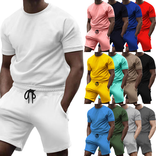 Herren lässiges Sportoberteil und Shorts-Set mit elastischem Bund Echoarchiv