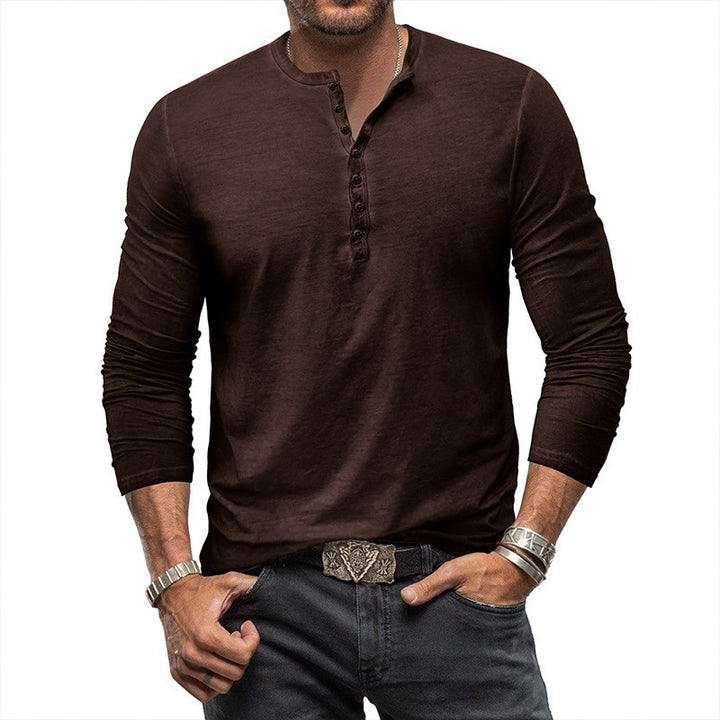 Herren Langarm-Hemd im Henley-Stil Echoarchiv