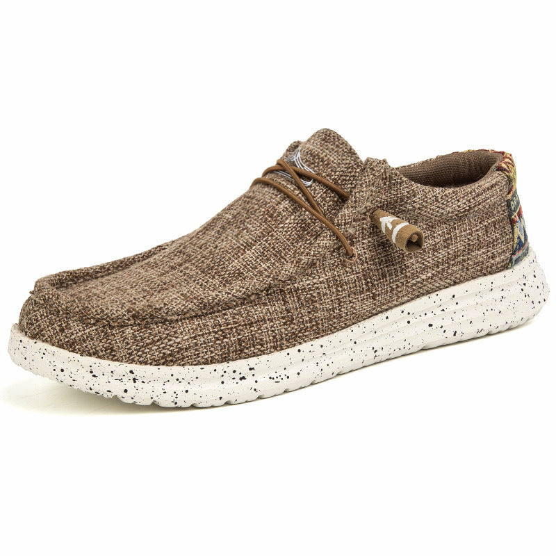 Herren Legerer Canvas-Mokassin-Slipper mit geflochtener Schnürung und gefleckter EVA-Sohle Echoarchiv