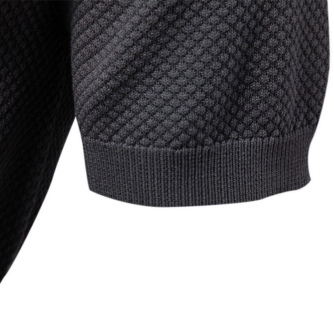 Herren nan strukturiertes Feinstrickpoloshirt mit offenem Reverskragen Echo Archiv