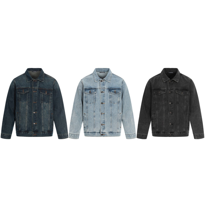Herren Jeansjacke im Used-Effekt mit Pattentaschen und geradem Schnitt Echoarchiv
