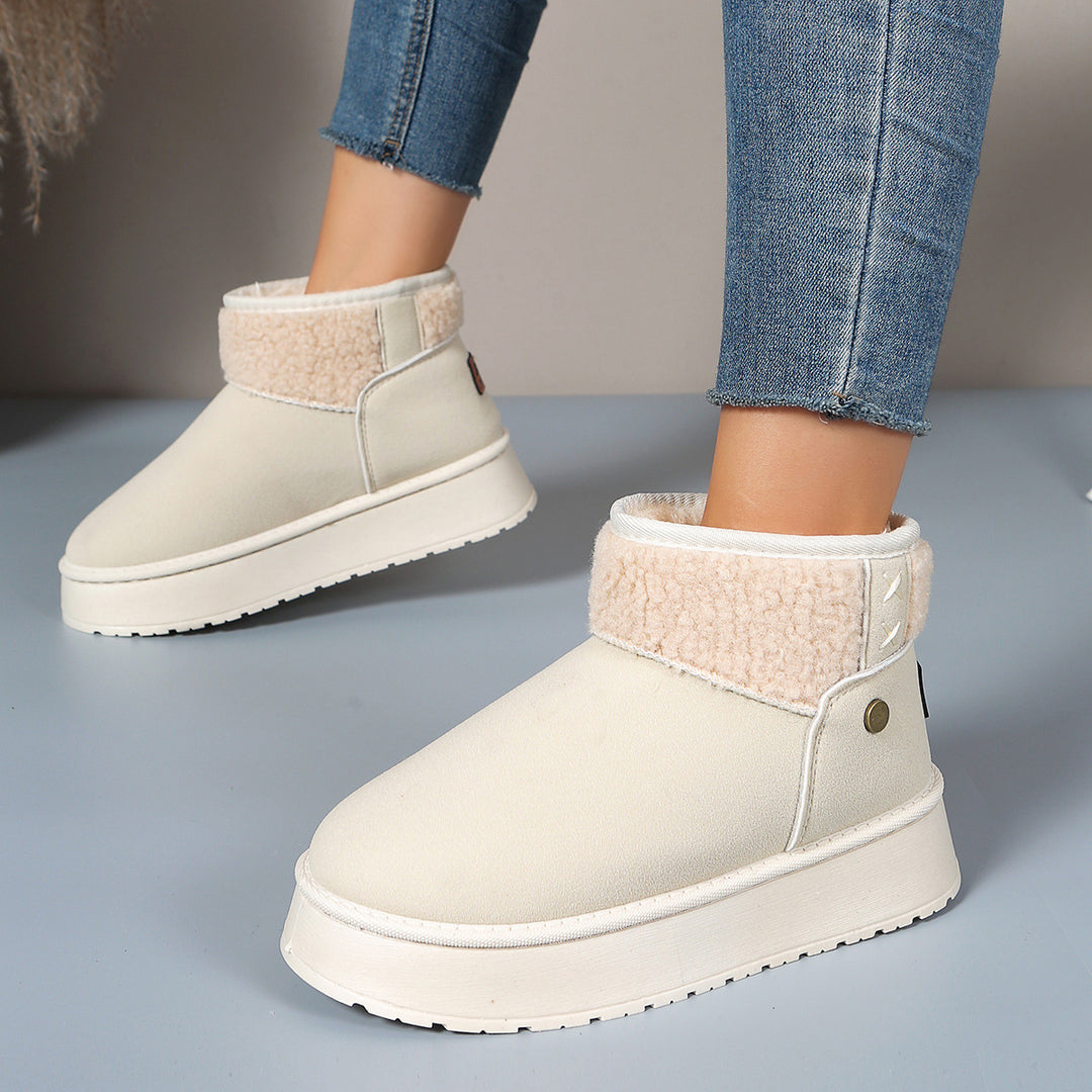 Damen Gefütterte Plateau-Stiefelette mit Teddykragen und Slip-On-Schaft Echo Archiv