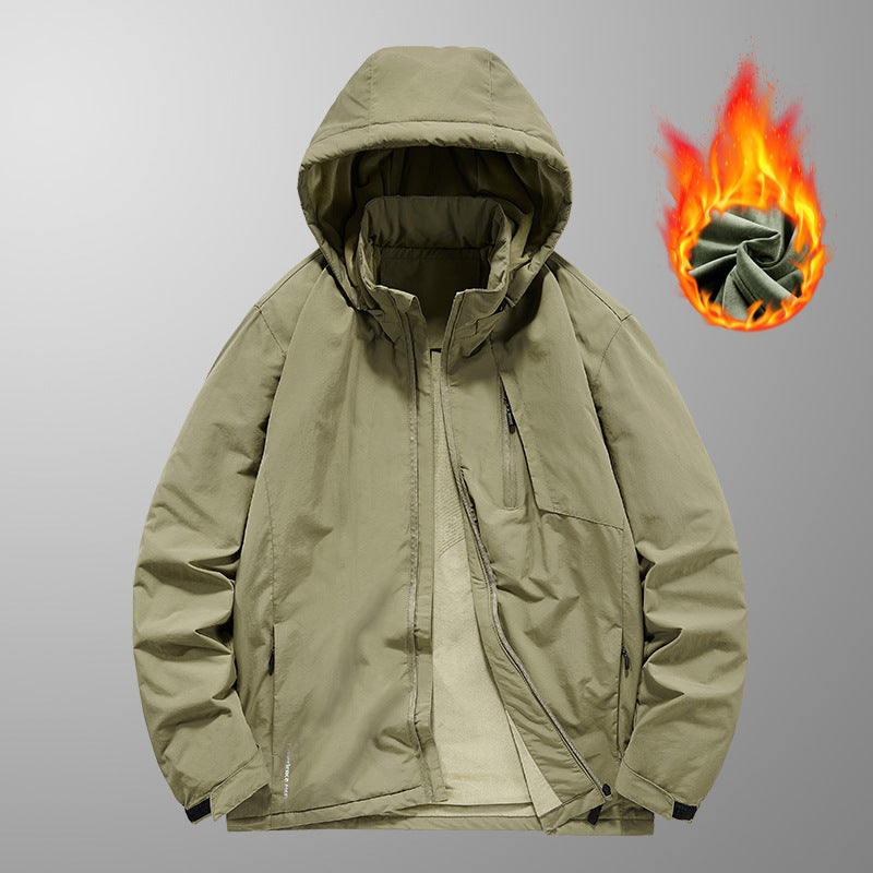 Herren Wind- und Wasserabweisende leichte Kapuzenjacke mit Thermo-Innenfutter und verdecktem Reißverschluss Echo Archiv