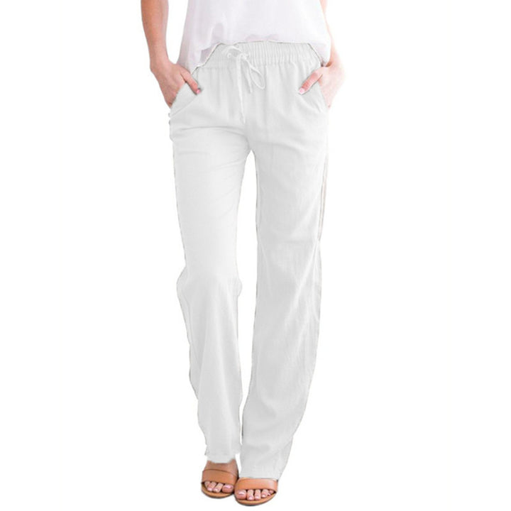 Damen nan leichte Leinenhose mit elastischem Bund und weitem Bein Echo Archiv