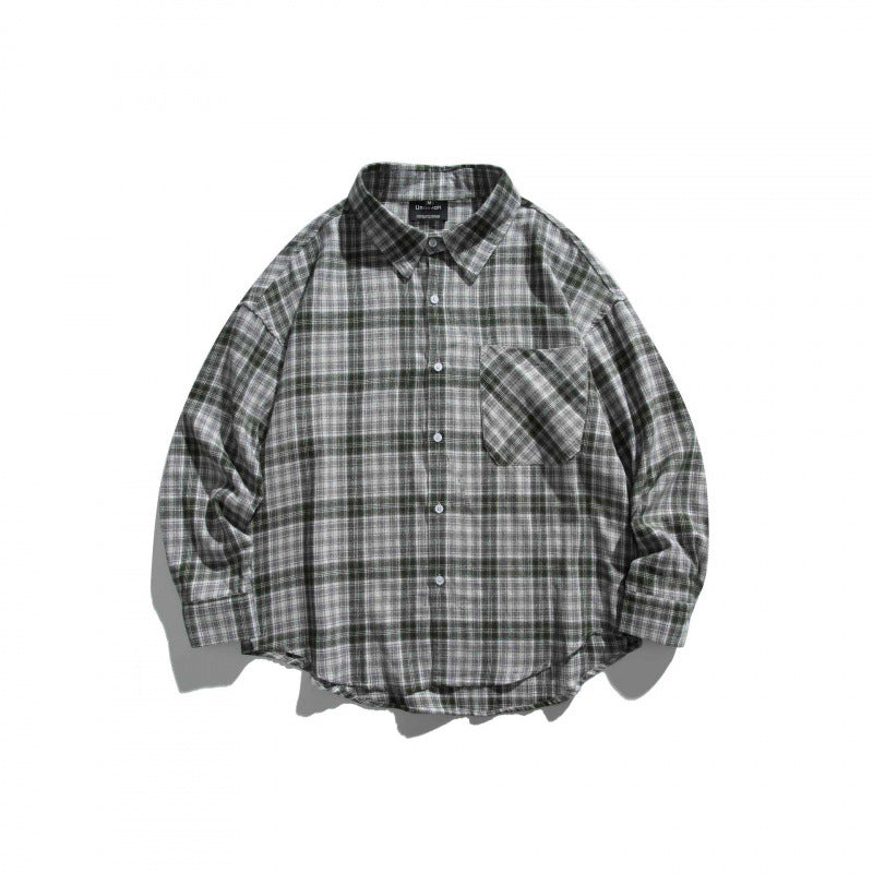 Unisex Oversize Karo‑Hemdjacke im Boxy‑Cut mit Brusttasche und abgerundetem Saum Echo Archiv