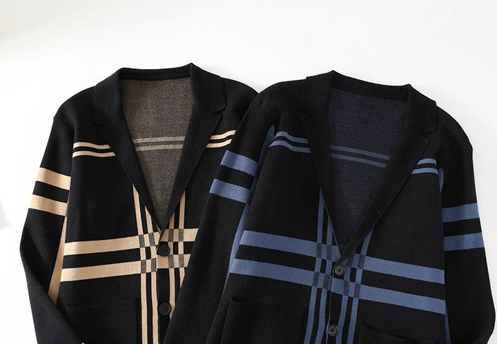 Herren modische Strickjacke mit einzigartigem Karomuster Echoarchiv