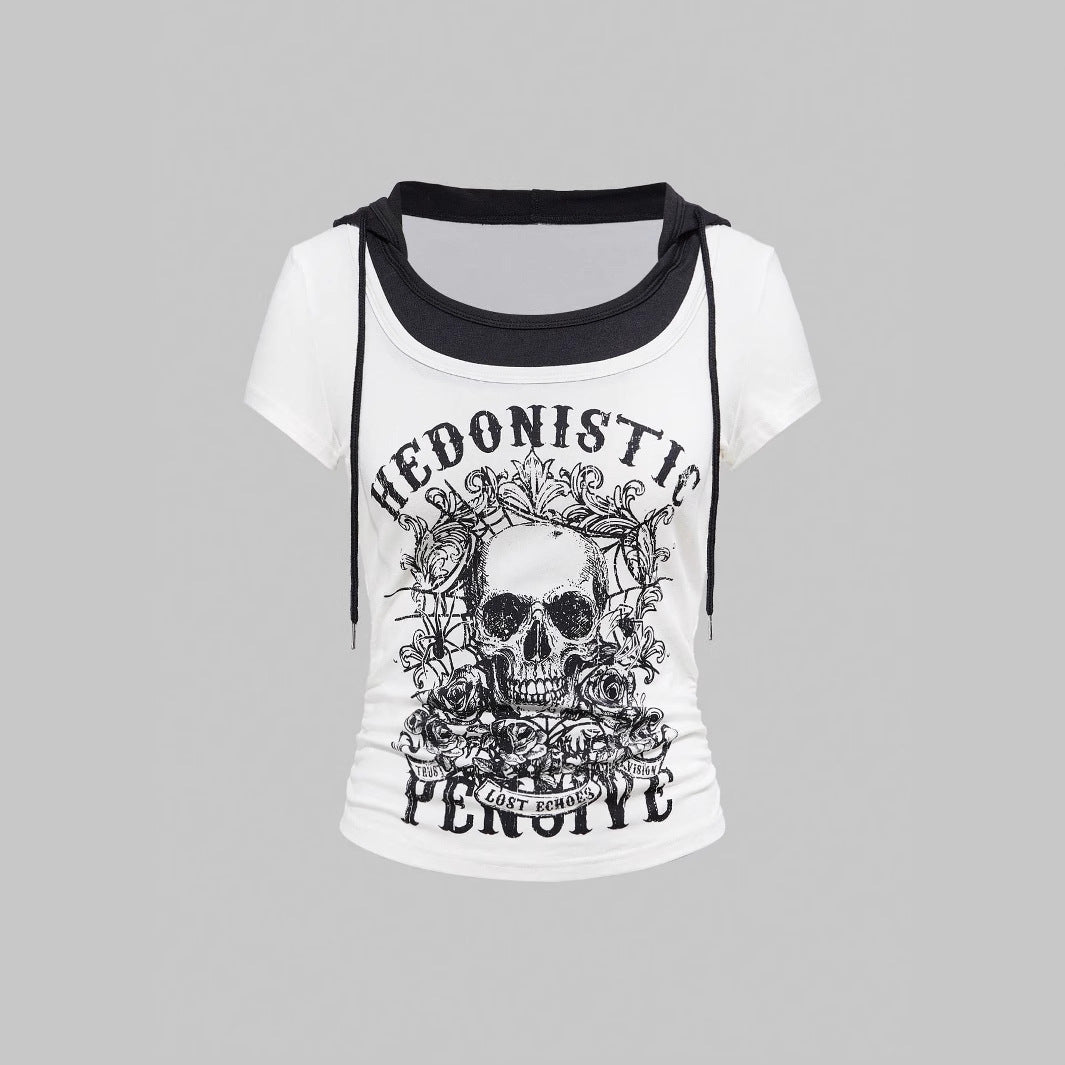 Damen Grafik T-Shirt mit Distressed Skull-Design Echo Archiv
