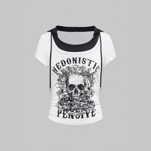Damen Grafik T-Shirt mit Distressed Skull-Design Echo Archiv