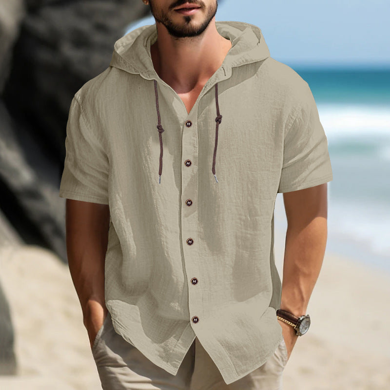 Herren lässiges Kapuzenshirt mit elegantem Button-Down-Design Echoarchiv