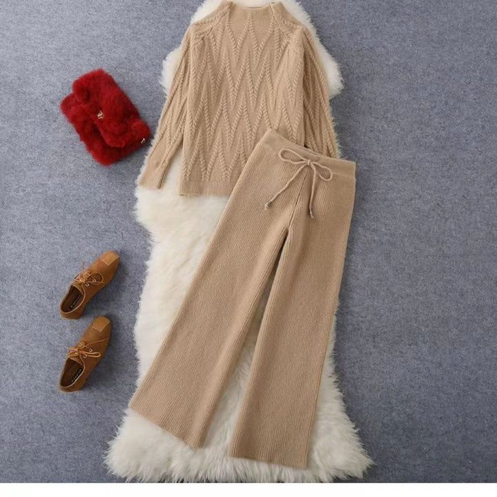Damen Elegantes Strickoberteil und Hosen-Set Echo Archiv