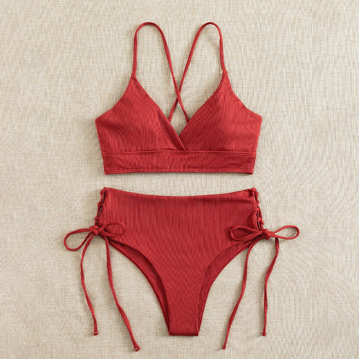 Damen Hochtaillierter Bikini mit verstellbaren Schnürdetails – Maréssa