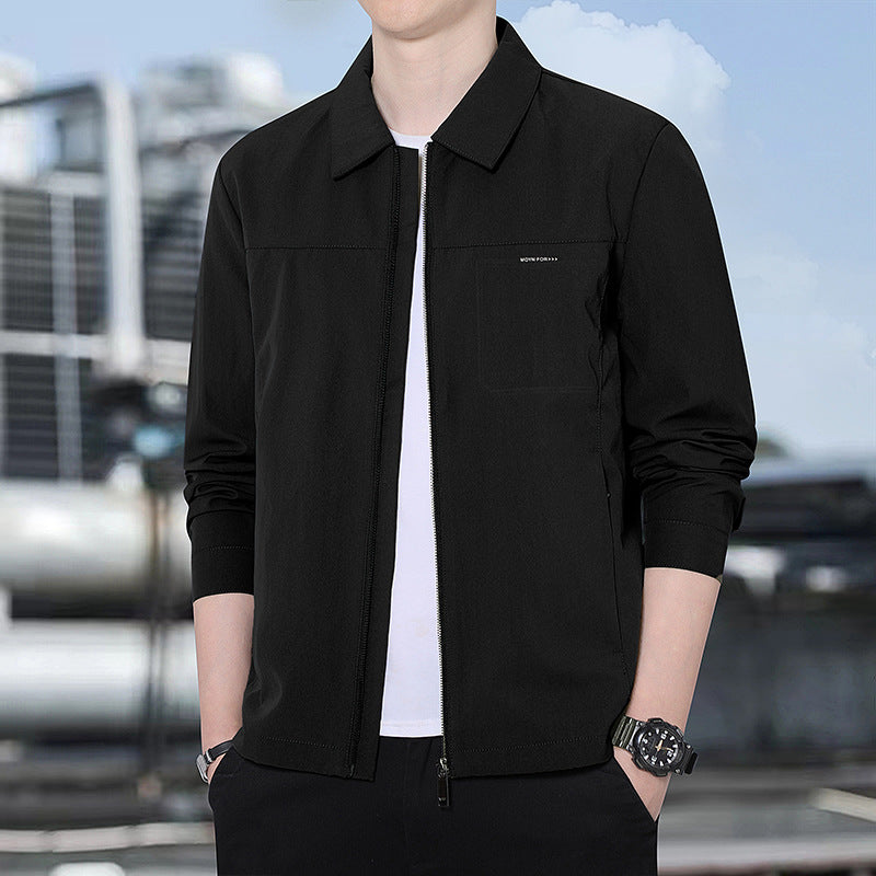 Herren leichte urbane Übergangsjacke mit Reißverschluss, Stehkragen und minimalistischem Design Echoarchiv