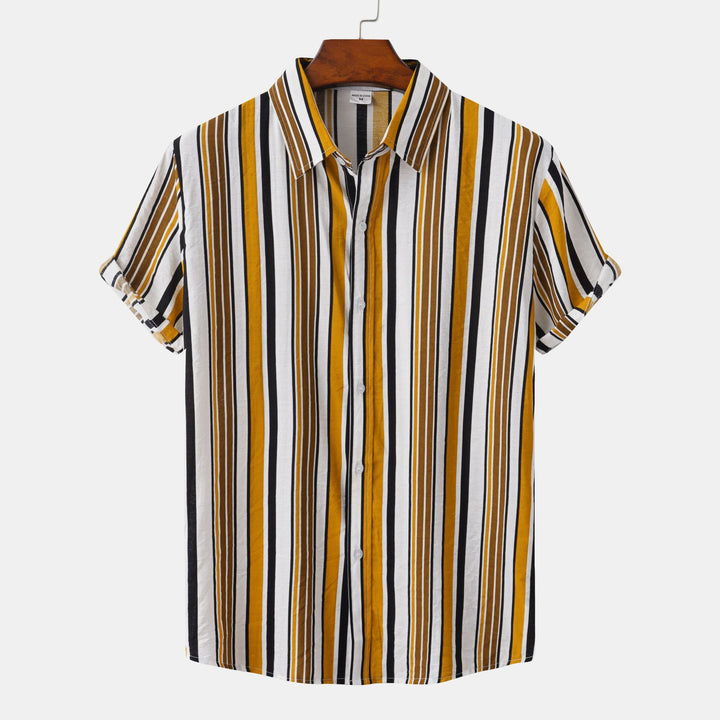 Herren Kurzarmhemd mit lässigem, gestreiftem Design und hochwertiger Baumwollqualität Echoarchiv