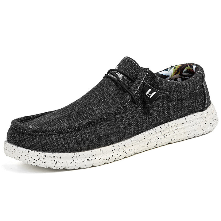Herren Legerer Canvas-Mokassin-Slipper mit geflochtener Schnürung und gefleckter EVA-Sohle Echoarchiv