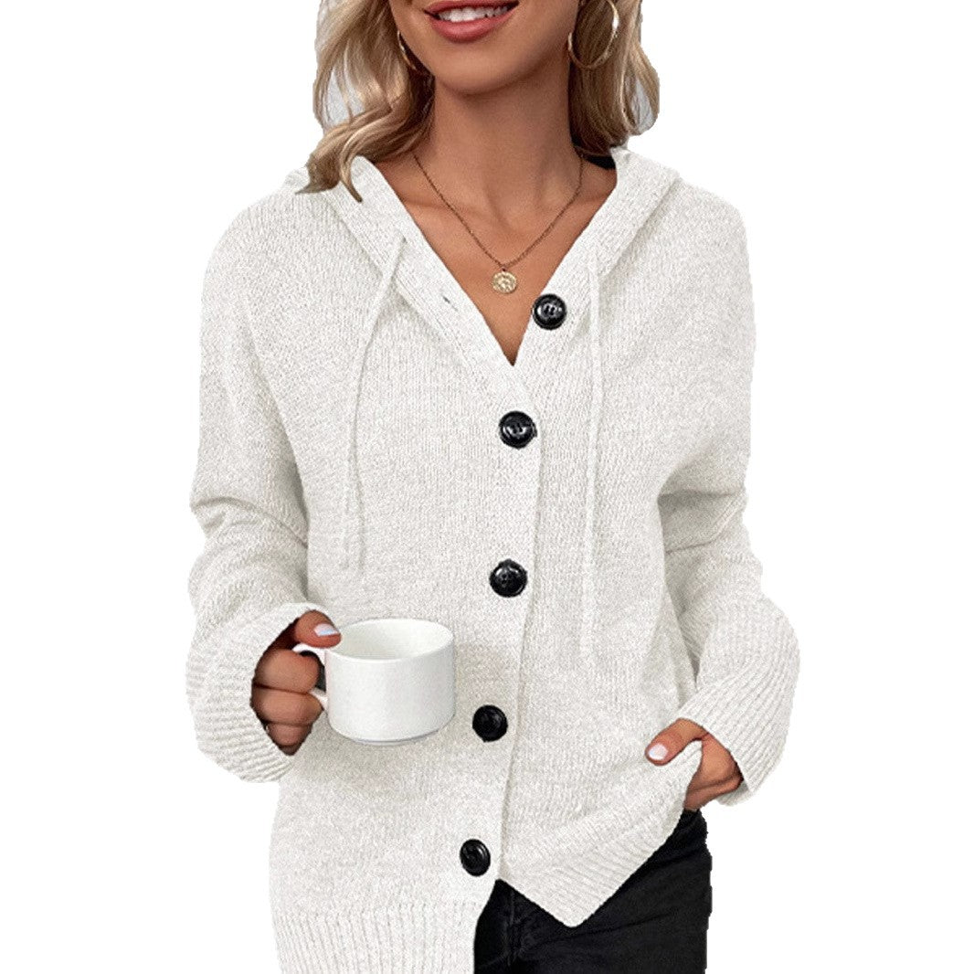Damen Modischer Strickpullover mit Kapuze – Mavelle