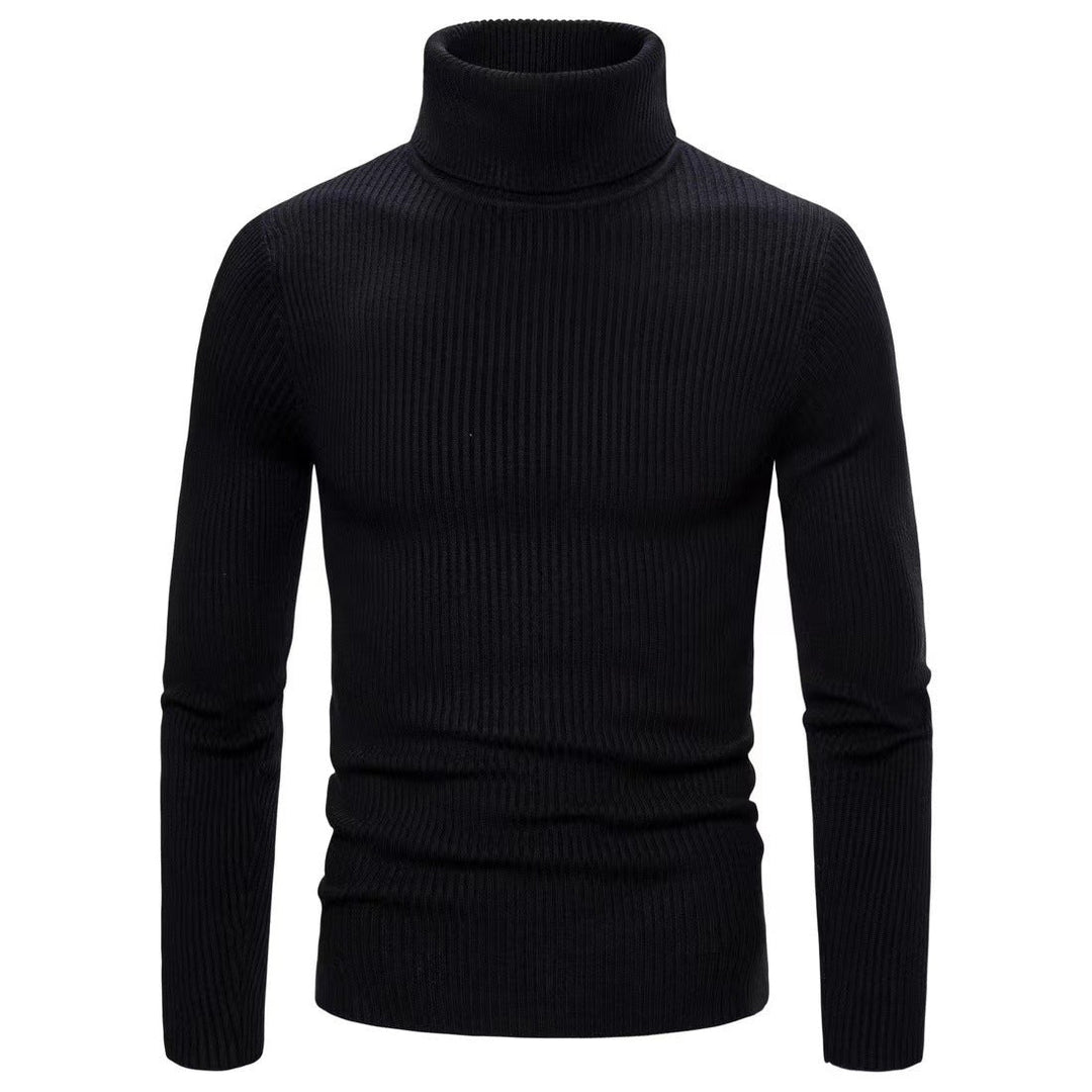 Herren hochwertiger Rollkragenpullover aus feinem Rippstrick Echoarchiv