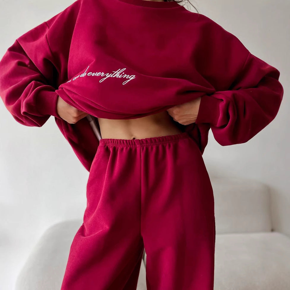 Damen Oversized Sweatshirt und hochgeschnittene Jogginghose Loungewear-Set aus weichem Baumwollfleece mit elastischem Bund – Avérine