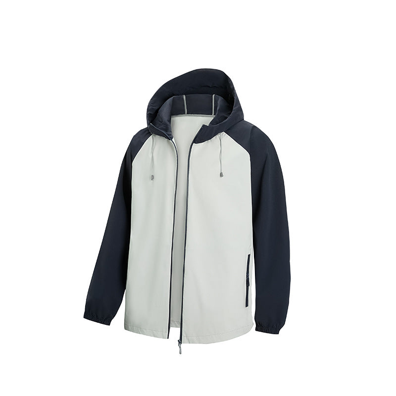 Herren Leichte Kapuzen‑Windbreaker‑Jacke mit Raglanärmeln, Zwei-Wege‑Reißverschluss und verdeckten Reißverschlusstaschen Echo Archiv