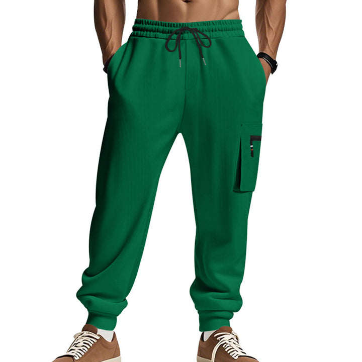 Herren Cargo-Jogginghose mit Reißverschluss-Cargotasche, elastischem Bund und geripptem Saum – Bravaro