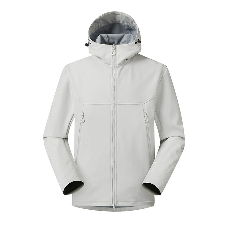 Herren Minimalistische Softshell-Hoodie mit atmungsaktiver Membran, verdeckten Reißverschlusstaschen und ergonomischem Schnitt Echo Archiv