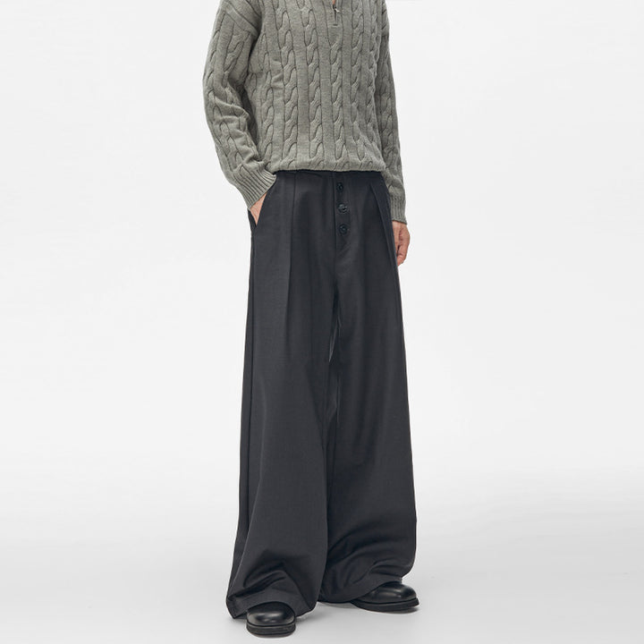 Herren Extraweite hochgeschnittene Bundfalten-Hose mit weitem Schlag Echo Archiv
