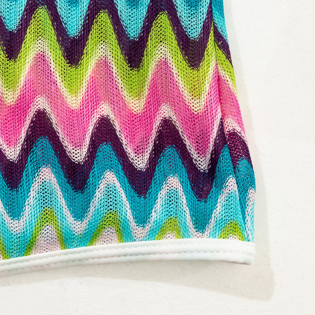 Damen Bunt gemustertes Crop-Top und Rock-Set Echo Archiv