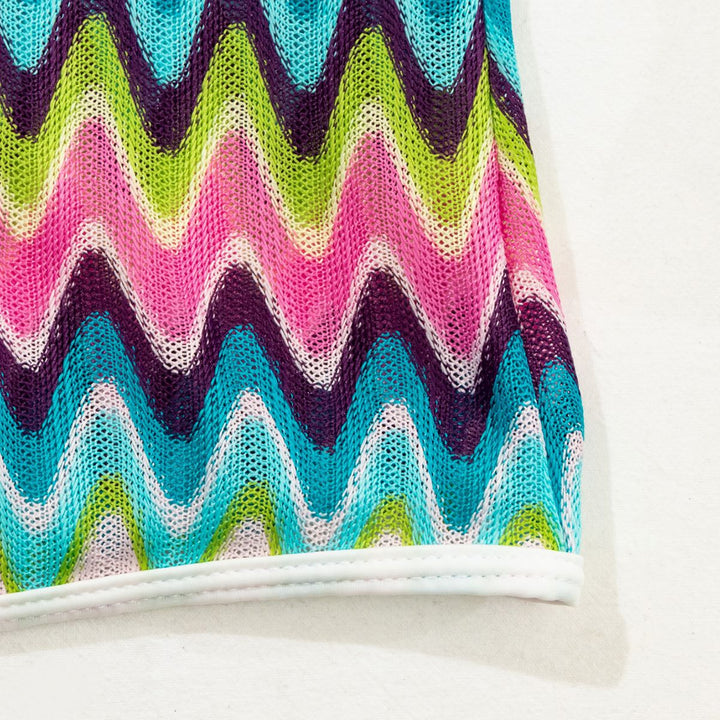 Damen Bunt gemustertes Crop-Top und Rock-Set Echo Archiv