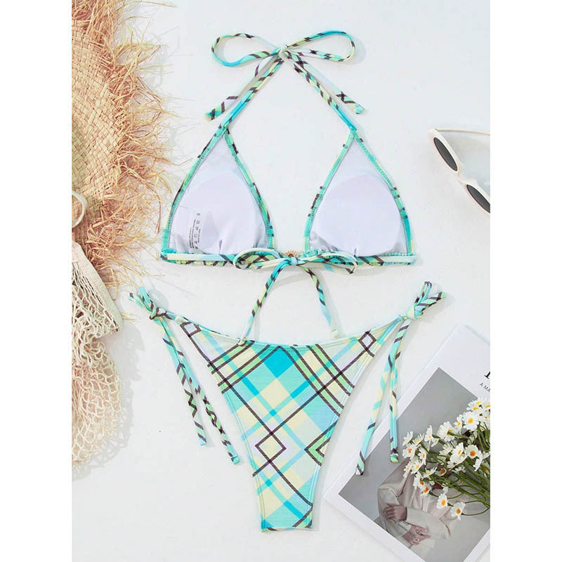 Damen Triangel-Bikini mit modischem Karo-Design Echo Archiv