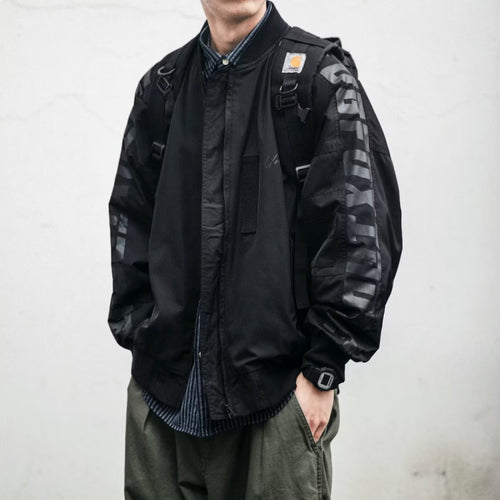 Unisex Leichte Oversize-Bomberjacke aus Nylon mit reflektierenden Ärmeln und Rippbündchen Echoarchiv