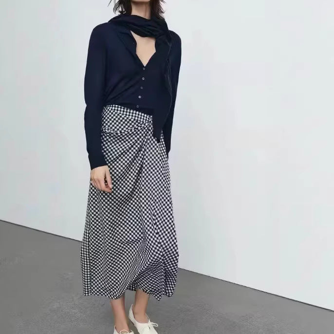 Damen Midirock mit Wickeldetail und Vichy-Karos Echoarchiv