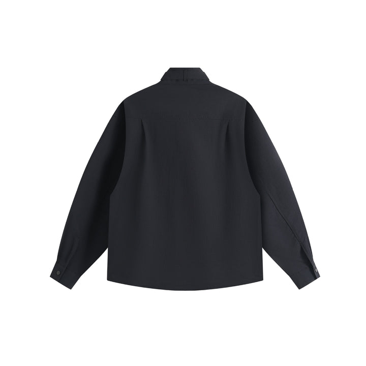 Unisex Oversize-Hemdjacke mit Stehkragen und Druckknopf-Front Echoarchiv