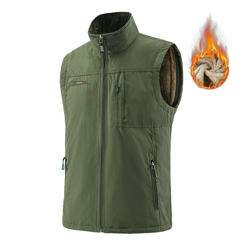 Herren Windabweisende Canvas‑Weste mit Teddyfleece‑Innenfutter und Stehkragen Echo Archiv