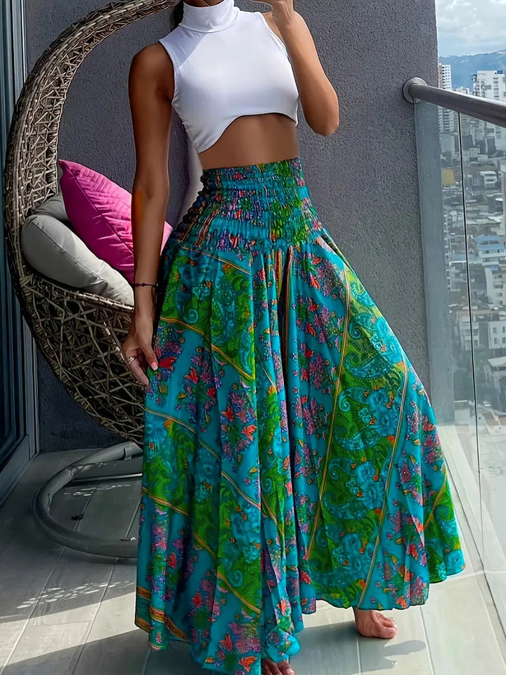 Damen Maxirock mit hohem Smokbund und floraler Paisley‑Optik Echo Archiv