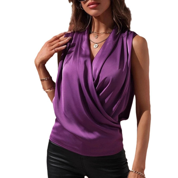 Damen elegantes Oberteil mit Wickeldesign und gerafftem Schnitt Echoarchiv