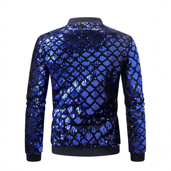 Herren glitzernde Bomberjacke mit edlem Strassdesign Echoarchiv