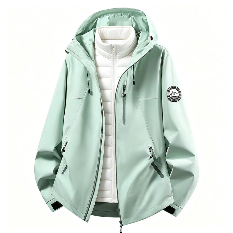 Damen kombinierbare Softshell-Outdoormantel mit abnehmbarer gepolsterter Innenjacke – Célinea