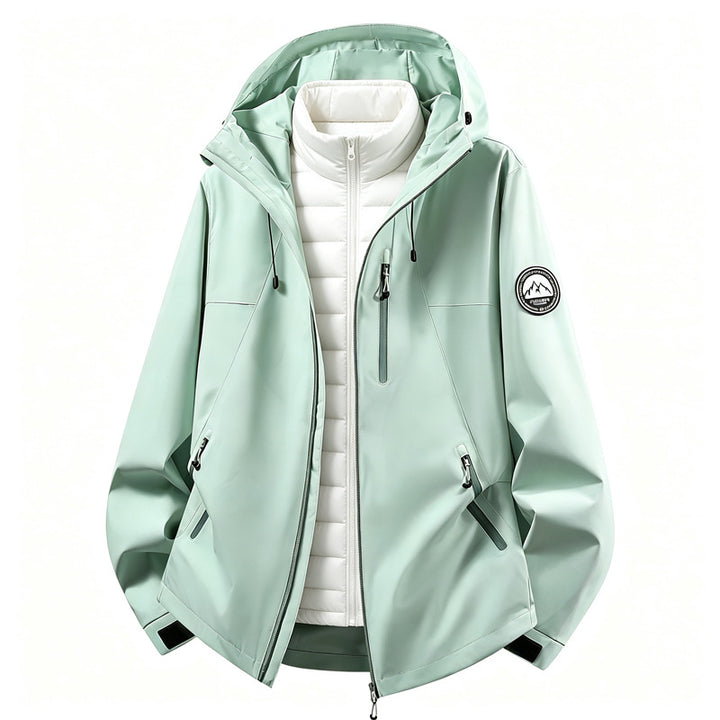 Damen kombinierbare Softshell-Outdoormantel mit abnehmbarer gepolsterter Innenjacke – Célinea