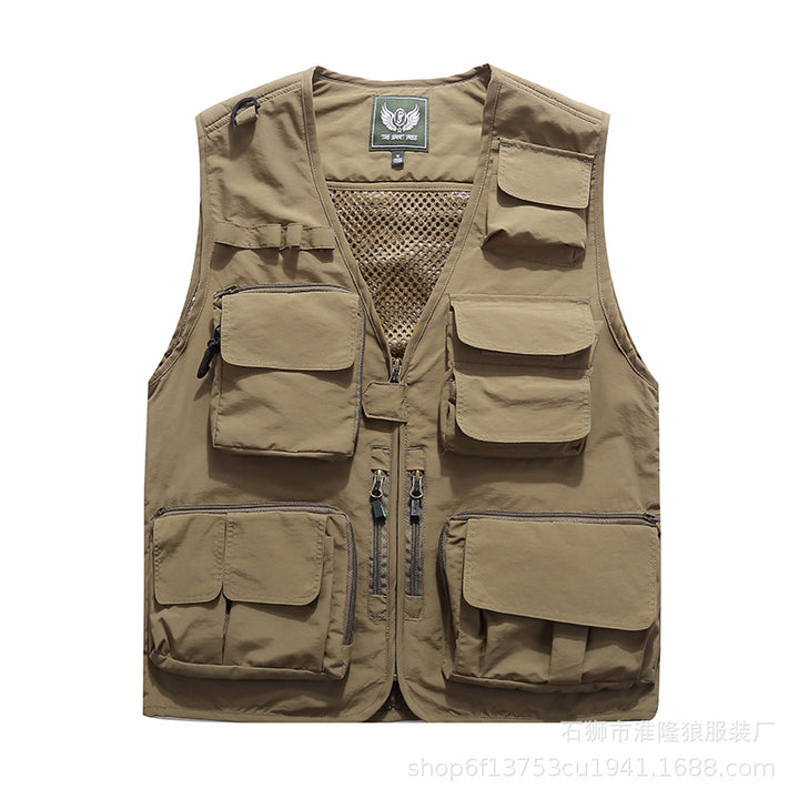 Herren Multifunktionale Utility-Weste mit Mehrfach-Taschen, Mesh‑Futter und Reißverschlussfront Echoarchiv
